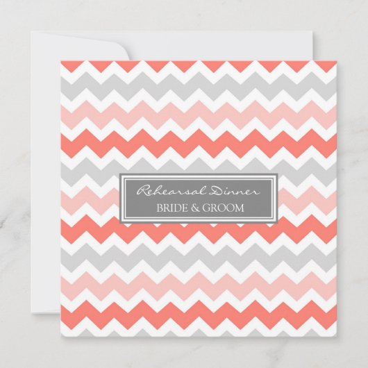 Coral Gray Chevron Rehearsal Dinner Party Kaart (Voorkant)
