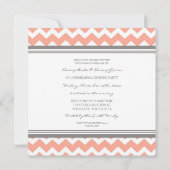Coral Gray Chevron Rehearsal Dinner Party Kaart (Achterkant)