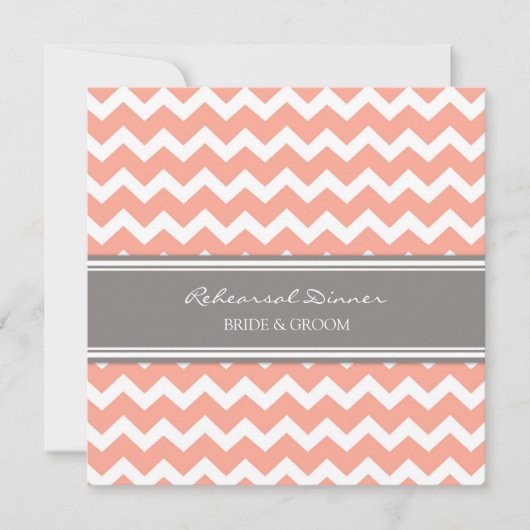Coral Gray Chevron Rehearsal Dinner Party Kaart (Voorkant)