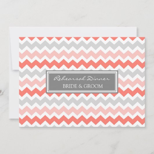 Coral Gray Chevron Rehearsal Dinner Party Kaart (Voorkant)