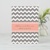 Coral Gray Chevron Rehearsal Dinner Party Kaart (Staand voorkant)