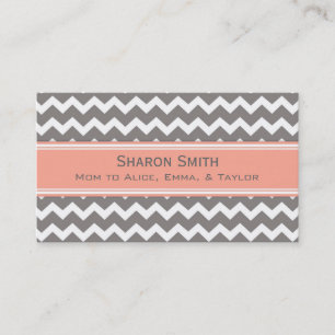 Coral Gray Chevron Retro Mam Roekkaarten Visitekaartje