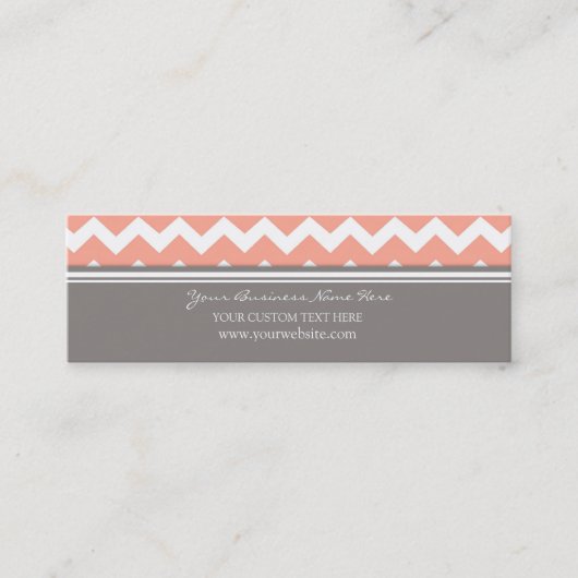 Coral Gray Chevron Retro Visitekaartjes (Voorkant)