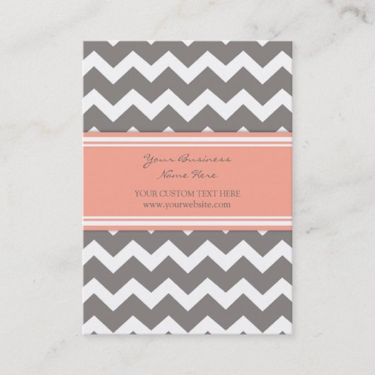 Coral Gray Chevron Retro Visitekaartjes (Voorkant)