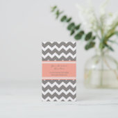 Coral Gray Chevron Retro Visitekaartjes (Staand voorkant)