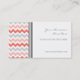 Coral Gray Chevron Retro Visitekaartjes
