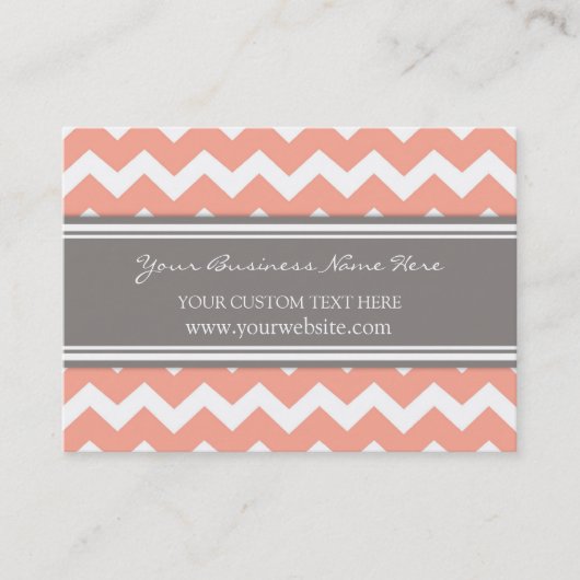 Coral Gray Chevron Retro Visitekaartjes (Voorkant)