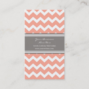 Coral Gray Chevron Retro Visitekaartjes