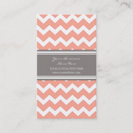 Coral Gray Chevron Retro Visitekaartjes (Voorkant)