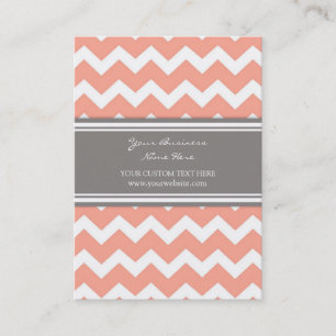 Coral Gray Chevron Retro Visitekaartjes