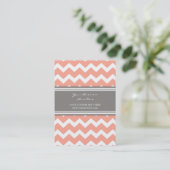 Coral Gray Chevron Retro Visitekaartjes (Staand voorkant)