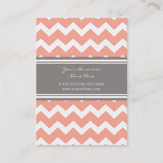 Coral Gray Chevron Retro Visitekaartjes (Voorkant)