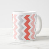 Coral Gray Chevrons Jumbo Coffee Mok (Voorkant rechts)