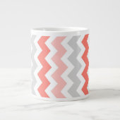 Coral Gray Chevrons Jumbo Coffee Mok (Voorkant)