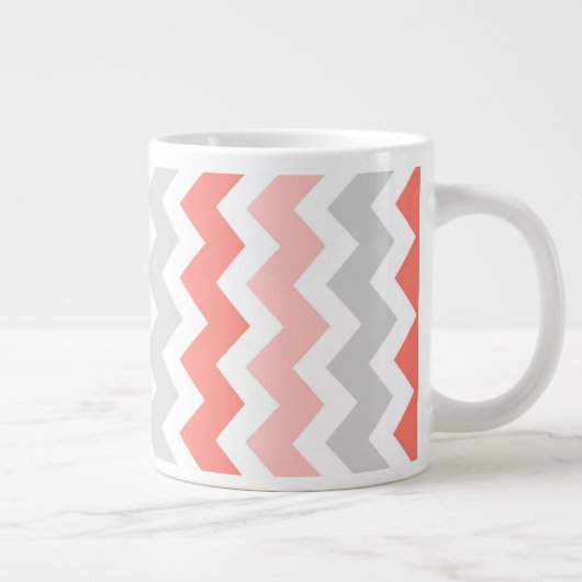 Coral Gray Chevrons Jumbo Coffee Mok (Rechts)