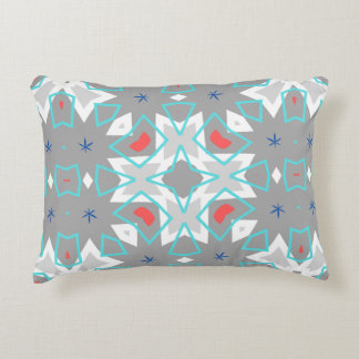 Coral Gray Mandala Pattern | Geometric Floral Boho Accent Kussen
