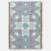Coral Gray Mandala Pattern | Geometric Floral Boho Deken (Voorkant Verticaal)