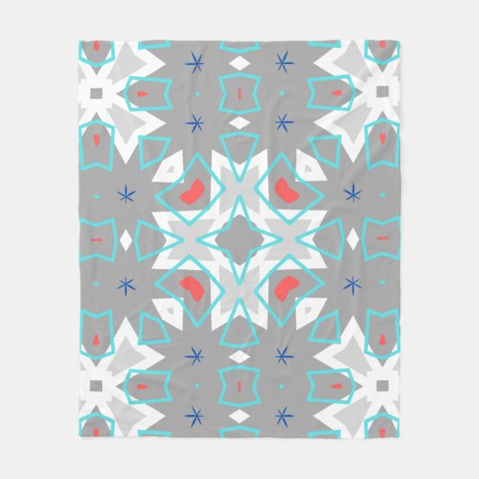 Coral Gray Mandala Pattern | Geometric Floral Boho Fleece Deken (Voorkant)