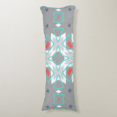 Coral Gray Mandala Pattern | Geometric Floral Boho Lichaamskussen (Voorkant Verticaal)