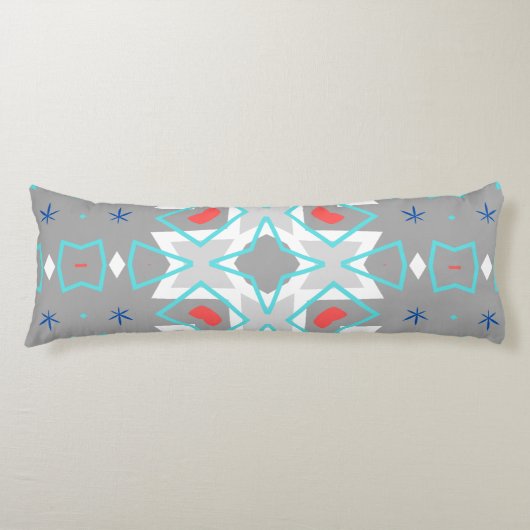 Coral Gray Mandala Pattern | Geometric Floral Boho Lichaamskussen (Voorkant)