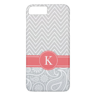 Coral Gray Monogram Chevron Paisley Pattern Case-Mate iPhone Case