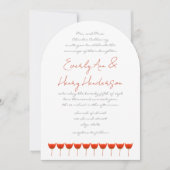 Coral & Gray Poppies  Butterfly Wedding Invitation Kaart (Voorkant)