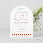 Coral & Gray Poppies Butterfly Wedding Invitation Kaart (Staand voorkant)