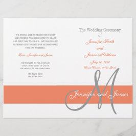 Coral Gray Wedding Program | Monogram