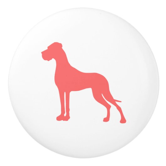 Coral Great Dane Keramische Knop (Voorkant)