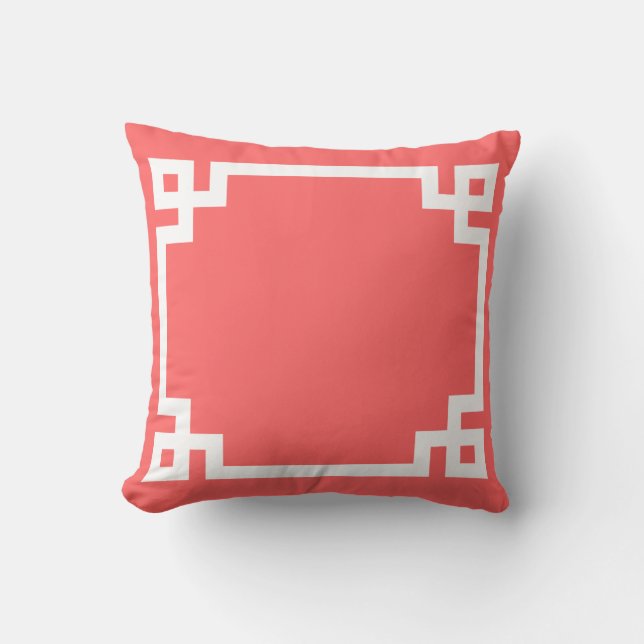 Coral Greek Key Pillow Kussen (Voorkant)