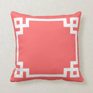 Coral Greek Key Pillow Kussen