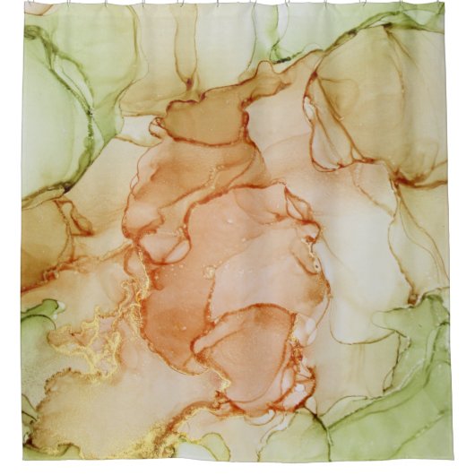 Coral Green Earth Tone Abstract Douchegordijn (Voorkant)