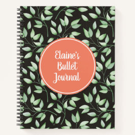 Coral & Green Leaves Custom Bullet Journal Notitieboek