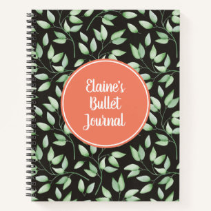 Coral & Green Leaves Custom Bullet Journal Notitieboek