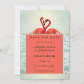 Coral Green Photo Flamingo Save the Date Kaart (Voorkant)