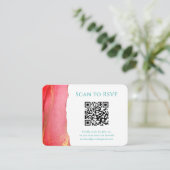 Coral Green QR Code Wedding RSVP Enclosure Kaart (Staand voorkant)