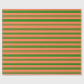 Coral & Green Stripes Patroon Inpakpapier (Vlak)