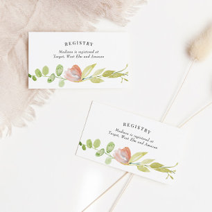 Coral Green Waterverf Flower Registry Kaart Visitekaartje