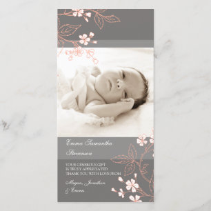 Coral Grey Bedankt Baby shower Foto Kaarten
