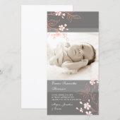 Coral Grey Bedankt Baby shower Foto Kaarten (Voorkant / Achterkant)