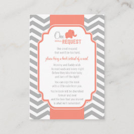 Coral Grey Chevron Baby shower Boek Aanvraag Kaart