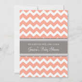 Coral Grey Chevron Custom Baby Shower Invitaties Kaart (Voorkant)