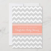 Coral Grey Chevron Custom Baby Shower Invitaties Kaart (Voorkant)