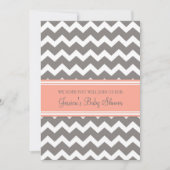 Coral Grey Chevron Custom Baby Shower Invitaties Kaart (Voorkant)