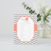 Coral Grey Chevron Elephant Perfect Prijs Spel Briefkaart (Staand voorkant)