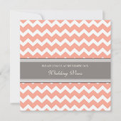 Coral Grey Chevron Wedding Vow Renewal Invitations Kaart (Voorkant)