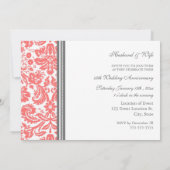 Coral Grey Damask 15e Jubileum Uitnodiging (Achterkant)