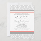 Coral Grey Damask Bat Mitzvah nodigt uit Kaart (Achterkant)