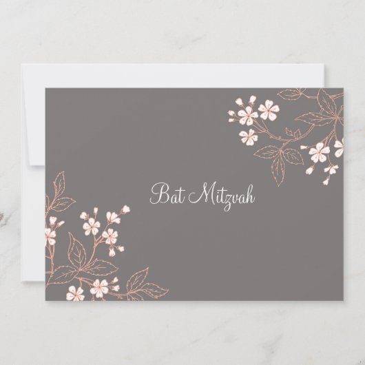 Coral Grey Damask Bat Mitzvah nodigt uit Kaart (Voorkant)