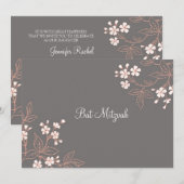 Coral Grey Damask Bat Mitzvah nodigt uit Kaart (Voorkant / Achterkant)